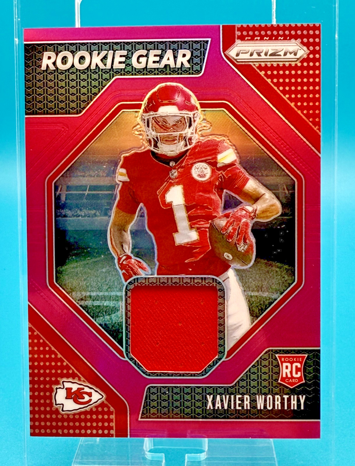 2024 Panini Prizm - Rookie Gear Xavier Worthy #RG-XWY Pink Prizm (MEM, RC)