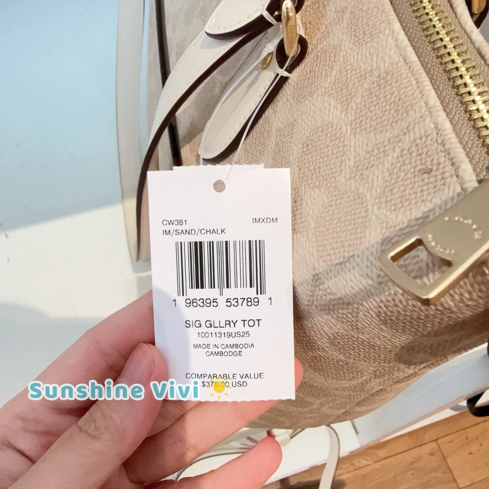 Borsa Coach Gallery nuova con etichetta in tela firmata CW381 sabbia gesso