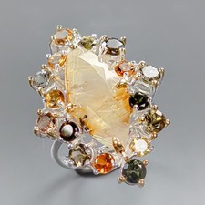 women ring Natural Rutilated Quartz Ring 925 Sterling Silver Size 9 /R435921