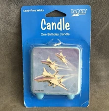 Vintage Paper Art Airplane Birthday Candle NOS Fighter Jet Party Supply 3” 