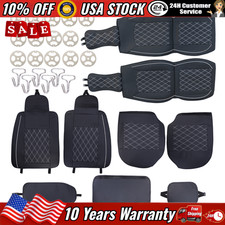 For 2007-21 Chevy Silverado Gmc Sierra 1500 5-seat Cover Full Set Pu Leather Pad