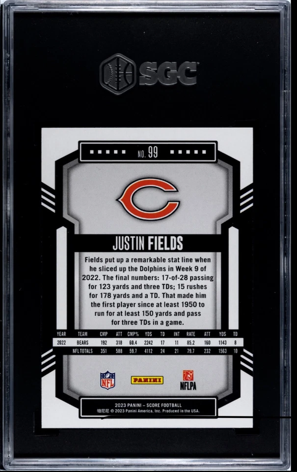 2023 Panini Score Justin Fields /35 Artist Proof Color Match SGC 9.5 POP 1 - Image 2 of 2