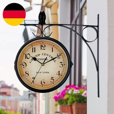 Bahnhofsuhr Doppelseitige Bahnhofswanduhr Wanduhr Vintage-Dekoruhr Analoguhr