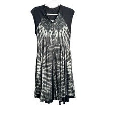 RAQUEL ALLEGRA Tie Dye Raglan Silk Dress Women's 2/M 4-6 Black Gray Green Boho