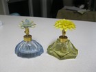 Two Vintage Pump Spray Perfume Bottles with Flower Top — photo 1