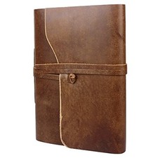 Genuine Leather Photo Album with Gift Box - Scrapbook Large Brown 12"x8.7"