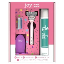 joy and glee Women's Razor Holiday Shave Care Gift Set - Pink With 2 Refills