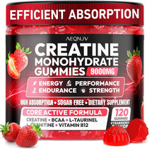 Creatine Gummies 9000mg β Preworkout with BCAA L-Carnitine USA Made - 120 Count