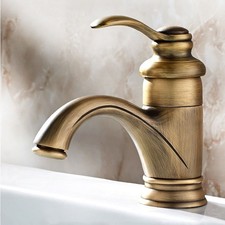 Antique Brass Bathroom Basin Faucet Vessel Sink Mixer Tap Single Hole/Handle 