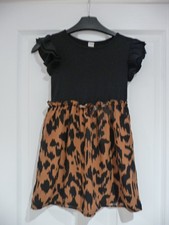 Vestito maglietta bambina shein nero e stampa animalier età 7