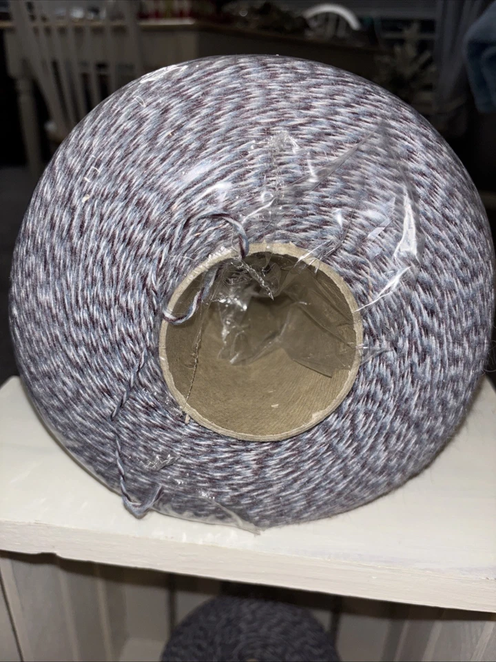 2 Vintage Yarn Spool Cones Acrylic Nylon Country Tweed 2.24 Lb Each Blue White - Image 3 of 4