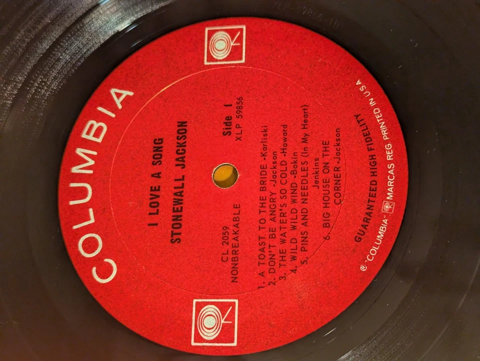 Stonewall Jackson I Love A Song Vinyl LP 1963 Columbia CL 2059 Mono MINT COND - Image 4 of 4