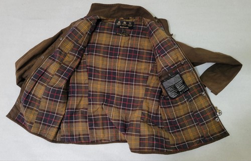 Barbour Tartan Utility Waxed Jacket SMALL Women's US 8 Brown Wax - Picture 12 of 16