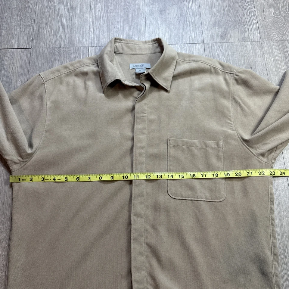 Camisa deportiva de franela Zegna Shackett para hombre mediana M beige Italia tejida peso medio Foto 4 de 4
