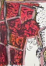 Vintage 1980's Neo-Expressionism Abstract Watercolor By Harlene Allen