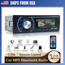 Single Din Car Stereo Bluetooth Radio USB AUX FM Receiver Remote For MP3