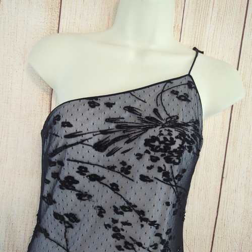VintageRimini Sequins Floral Black Sheer Overlay Gown / Day Maxi Dress 6 - Picture 3 of 12