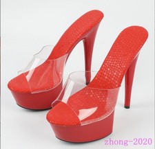 Women's High Heels Platform Sandals Transparent Clear Slippers Casual Summer SZ