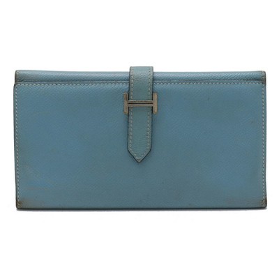 HERMES Bearn 2PLIS Trifold Wallet Leather Blue Jean 2005 I-Stamp B R8041606