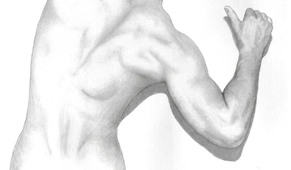 MALE NUDE WITH SHADOW Original Graphite NAKED REAR VIEW DRAWING GAY INTEREST - Image 4 of 4