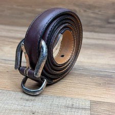 LL Bean Belt Womens Size 30 Brown Leather Made in USA Brass Buckle Vtg