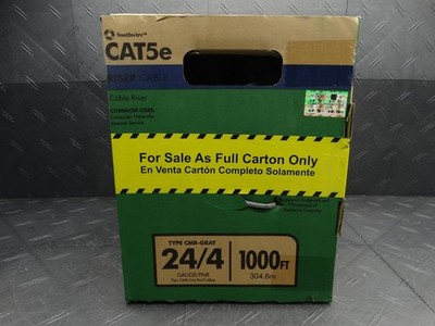 Southwire 1,000 ft. 24/4 Solid CU CAT5e CMR Riser Data Cable in Gray 56917949