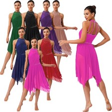 Women Dress Modern Dancewear Skirt Costume Patchwork Dresses Irregular Dance