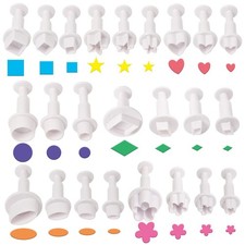 24 Pcs Cookie Cutters Fondant Cake Cookie Plunger Cutter Mini Plastic Biscuit Pl
