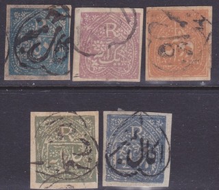 India Feud State 1876 Jind used set/laid paper SG J8 J11/J13 CV £100/$140