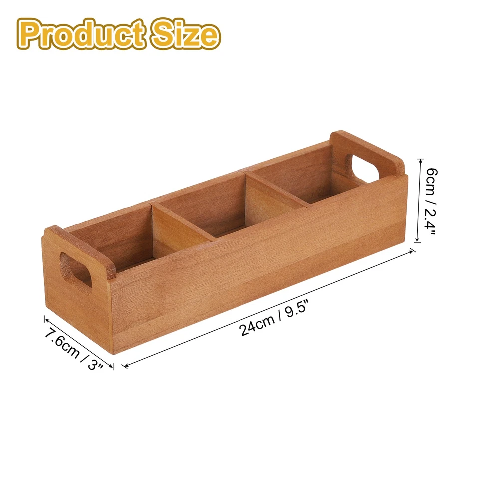 Teebeutel-Organizer, 3 Fächer, Teebox aus Kiefernholz mit Griff, Braun - Bild 2 von 4