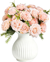 2Er Kunstblumenstrauß KüNstliche Rosen Seidenblumen Rosa Deko | Blumenstrauß Set