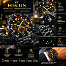 HIKUN Herren Armbanduhr Quarz Analog Chronograph-Design Datum Leuchtzeiger …