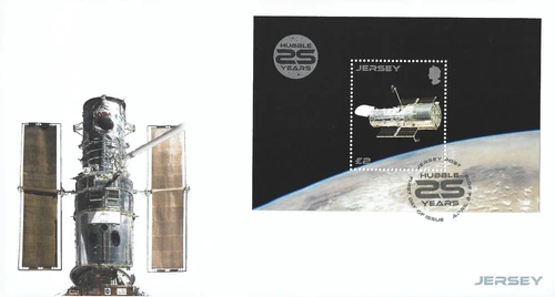 2015 Jersey 25th Anniversary of Launch of Hubble Space Telescope Mini Sheet FDC