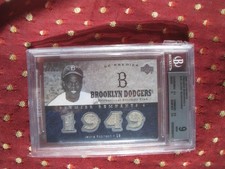 JACKIE ROBINSON 2007 UD PREMIER REMNANTS BGS 9 W 9.5 MINT 1949 DODGERS GU JERSEY