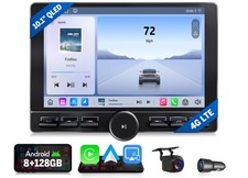 Double 2DIN 8+128GB 4G LTE 10.1" QLED Android CarPlay Car Stereo Radio Plug Play