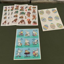 VINTAGE 7 Sticker Sheets Vintage Easter Bunny American Greetings Hallmark D