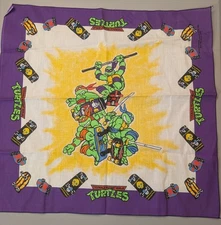 Vtg 1990 Teenage Mutant Ninja Turtles Bandana - USA Made TMNT 90s Handkercheif