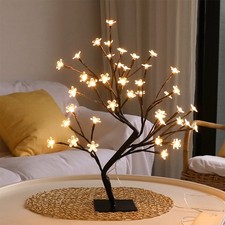 24 LED Cherry Tree Lamp, Black Bauhinia Style, USB Powered, Home Decoration