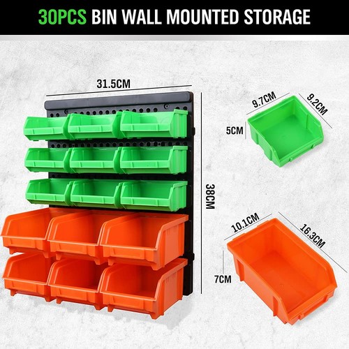 SWANLAKE 30PCS Wall Mounted Storage Bins, Plastic Garage Rack ,Screw Storage ... - Picture 2 of 8