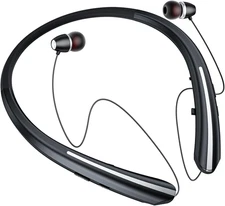 Bluetooth Headphones Neckband, Retractable Headset Wireless Sports Earbuds Noise