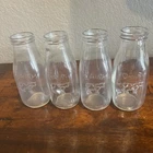 Vintage 4 - Dairy 6” Bottle Clear Glass Milk Jar Jug Embossed Cow 10 oz.