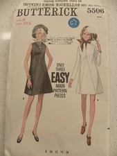 BUTTERICK 5506 Vintage 1960's A Line Dress Easy Size 8 UNCUT