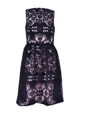Tommy Hilfiger Women's Velvet Lace Fit & Flare Dress (6, Black)