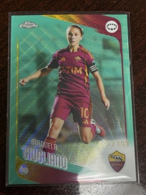 Manuela Giugliano 2025-26 Topps Chrome UEFA Women's Aqua Wave /199 AS Roma #47