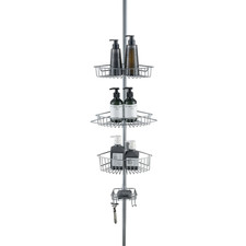 4 Tier Rustproof Shower Caddy Corner Organizer With Adjustable Shelves and Tensi