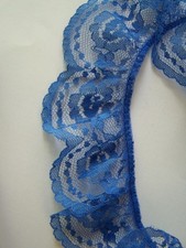 BLEU ROYAL bordure dentelle rassemblée 2 pouces de large 40+ YARD LOT