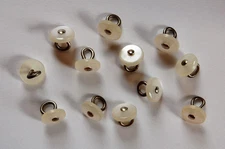 VINTAGE 12 FAUX SHELL MOP PLASTIC BUTTONS BEAD METAL SHANK BUTTON • 9mm