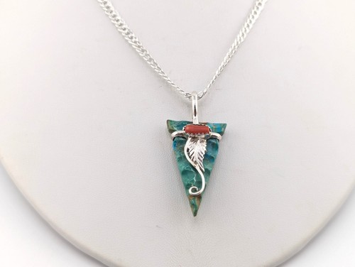Navajo Türkis Pfeilspitze Anhänger Halskette Native Am Handarbeit Schmuck