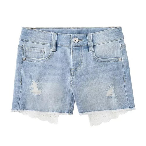 Member's Mark Girls Denim Short Size XS 4/5 Light Wash Eyelet - Picture 2 of 4