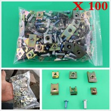 100 Pcs U Type Metal Car Fender Rivets Door Panel Gasket Clip Screw Fastener